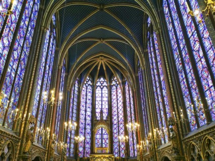 Paris 1er arr. Stained glass of the Holy Chapel (La Sainte Chapelle) built on the Ile de la Cite at