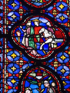 Paris 1er arr. Stained glass of the Holy Chapel (La Sainte Chapelle) built on the Ile de la Cite at
