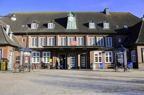 Station building, Westerland station, North Sea island of Sylt, North Frisia, Schleswig-Holstein,
