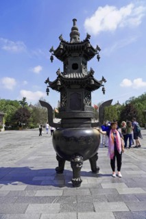 Chongqing, Chongqing Province, China, Asia, Large traditional Chinese incense burner on a square
