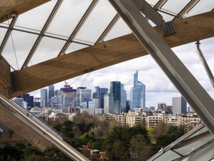 Paris. View on Financial district of La Defense from Louis Vuitton Foundation. Ile de France,