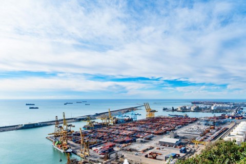 Container port in Barcelona, Spain, Europe