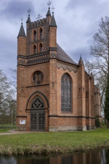 St Helena's Catholic Church in Ludwigslust Castle Park, built 1806 - 1809, first neo-Gothic brick