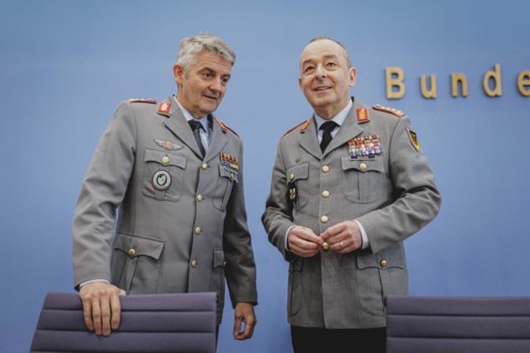 (R-L) General Carsten Breuer, Inspector General of the Bundeswehr, and Lieutenant General Alexander