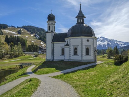 Seekirchl in Seefeld, blue sky, Tyrol, Austria, Europe