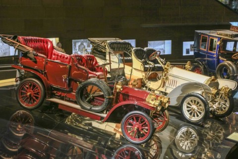 Benz 18 hp double phaeton and Mercedes 75 hp double phaeton, Mercedes-Benz Museum, Stuttgart,