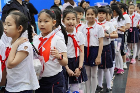 School class in the centre of Chongqing near the museum, the teacher has given his permission for
