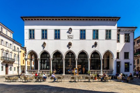 Loggia on Titov trg square, harbour town of Koper on the Adriatic coast, Slovenia, Koper, Slovenia,