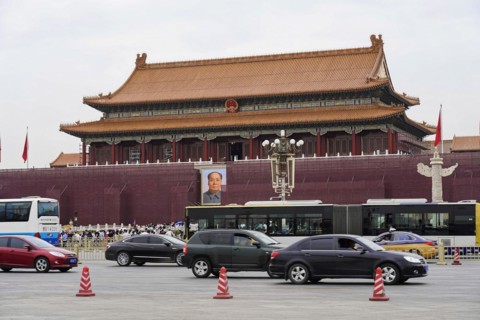 Central Square and the Forbidden City (Palace Museum) in Beijing, Beijing, China, Asia, Busy