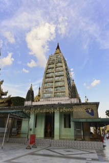Shwedagon Pagoda, Yangon, Myanmar, Asia, The facade of a pagoda with intricate, ornate decorations