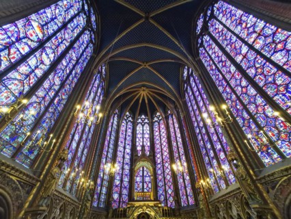 Paris 1er arr. Stained glass of the Holy Chapel (La Sainte Chapelle) built on the Ile de la Cite at