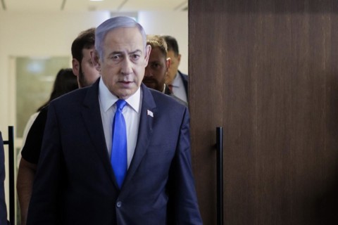 Benjamin Netanyahu, Prime Minister of the State of Israel, arrives for talks with Annalena Baerbock
