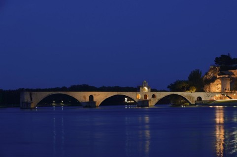 Pont Saint Benezet at night, Avignon, Vaucluse, Provence-Alpes-Cote d'Azur, South of France,