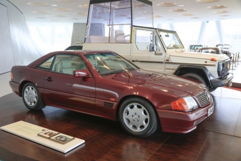 Mercedes-Benz 500 SL by Lady Diana, Mercedes-Benz Museum, Stuttgart, Baden-Wuerttemberg, Germany,