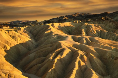 Zabriskie Point at sunset, Death Valley National Park, California, USA, Death Valley National Park,