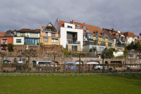 Town view, Modern and old buildings, Waren, Mueritz, Mecklenburg Lake District, Mecklenburg,