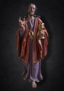 Life-size, carved Jesus figure, Last Supper figure, 350-year-old processional figure on a dark