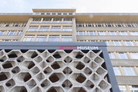 Exterior view of the Stasi Museum in the former MfS building. The exhibition in the Stasi Museum