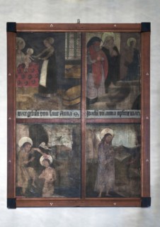 Four fragments of a Lenten cloth from the end of the 15th century, mounted as a wall panel, St