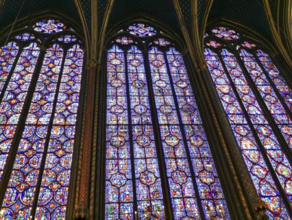 Paris 1er arr. Stained glass of the Holy Chapel (La Sainte Chapelle) built on the Ile de la Cite at