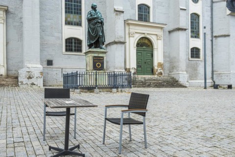 Herder monument in front of the Herderkirche, actually the town church of St Peter and Paul, a