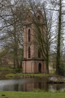 Separate bell tower of the Catholic Church of St Helena in Ludwigslust Palace Park, built around