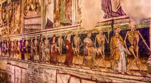 Dance of Death on the south wall, the equality of all people in front of death, Gothic frescoes