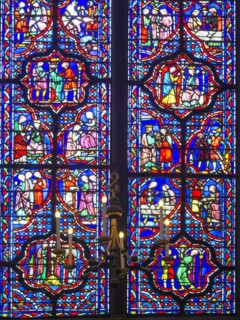 Paris 1er arr. Stained glass of the Holy Chapel (La Sainte Chapelle) built on the Ile de la Cite at