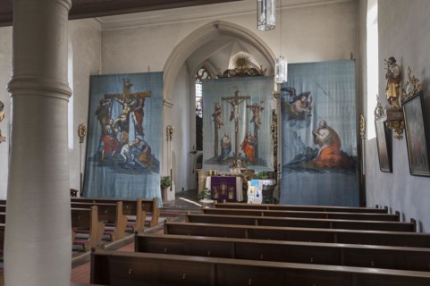 Three historical Lenten cloths, created around 1890, St Laurentius Church, Schoenau an der Brend,