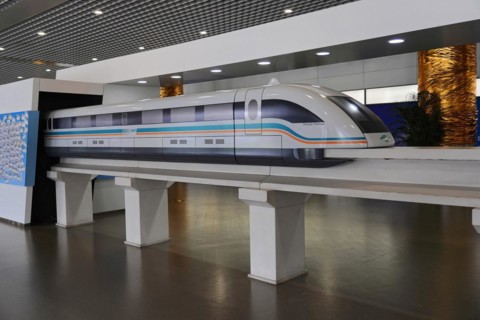 Shanghai Transrapid Maglev Shanghai Maglev Train Station Station, Shanghai, China, Asia, Model of a