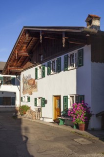 Old house with Lueftlmalerei, Garmisch district, Garmisch-Partenkirchen, Werdenfelser Land, Upper