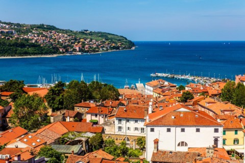 View of the marina, harbour town of Koper on the Adriatic coast, Slovenia, Koper, Slovenia, Europe