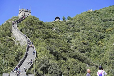 Great Wall of China, near Mutianyu, Beijing, China, Asia, People visiting the famous Great Wall