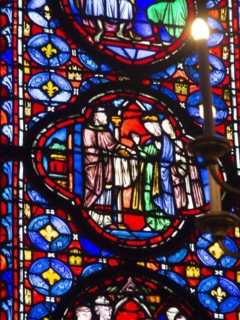 Paris 1er arr. Stained glass of the Holy Chapel (La Sainte Chapelle) built on the Ile de la Cite at