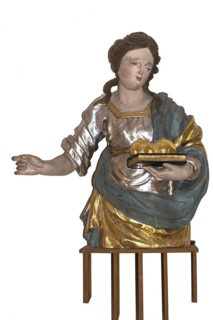 Sculpture of St Agatha. St Agatha, lived around 225, St Oswald Church, Baunach, Upper Franconia,