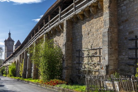 Klingentorbastei, historic town wall, Rothenburg ob der Tauber, Middle Franconia, Bavaria, Germany,