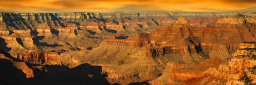 View from Cape Royal at sunrise, North Rim, Grand Canyon National Park, Arizona, United States,