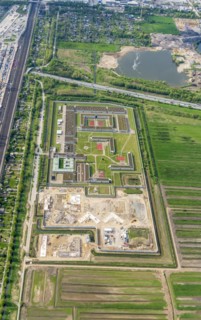 Aerial view, correctional centre, Billwerder, construction, new building, extension, Hamburg,