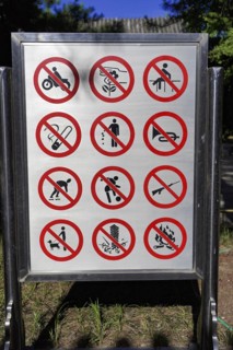 New Summer Palace, Beijing, Beijing, China, Asia, Various prohibition signs with crossed out