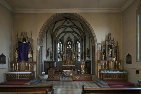 Chancel of St Sebastian's Church, baroque style in the 18th century, Sulzfeld am Main, Lower