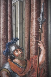 Soldier in front of the Holy Sepulchre, created in 1764, in front of the altar of St Bartholomew's