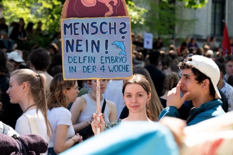 Munich March for Life, protest march against abortion, 13/04/2024, counter-demonstrators