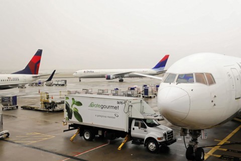 AUGUSTO C. SANDINO Airport, Managua, Nicaragua, Catering vehicle from Gate Gourmet delivers service