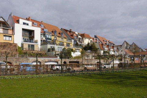 Town view, Modern and old buildings, Waren, Mueritz, Mecklenburg Lake District, Mecklenburg,