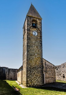 Romanesque Church of the Holy Trinity, 15th century, behind fortified walls, Hrastovlje, Slovenia,
