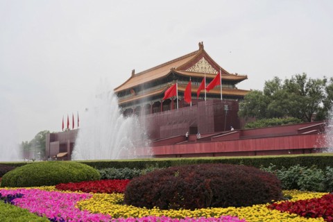 China, Beijing, Forbidden City, UNESCO World Heritage Site, visitors at a historical site with
