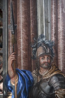 Soldier in front of the Holy Sepulchre, created in 1764, in front of the altar of St Bartholomew's