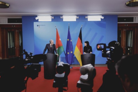 (R-L) Annalena Baerbock (Alliance 90/The Greens), Federal Foreign Minister, and Ayman Safadi,
