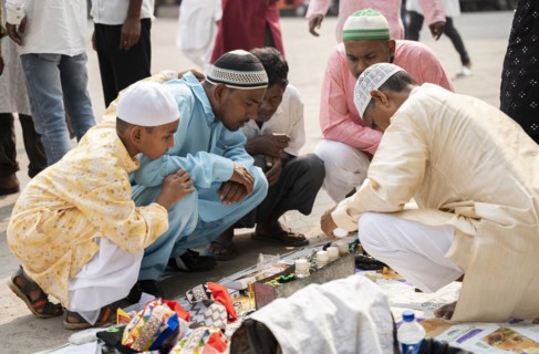 GUWAHATI, INDIA, APRIL 11: Muslims people buys attar before Eid al-Fitr prayer at Eidgah in