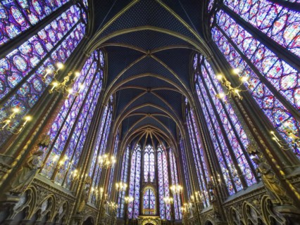 Paris 1er arr. Stained glass of the Holy Chapel (La Sainte Chapelle) built on the Ile de la Cite at